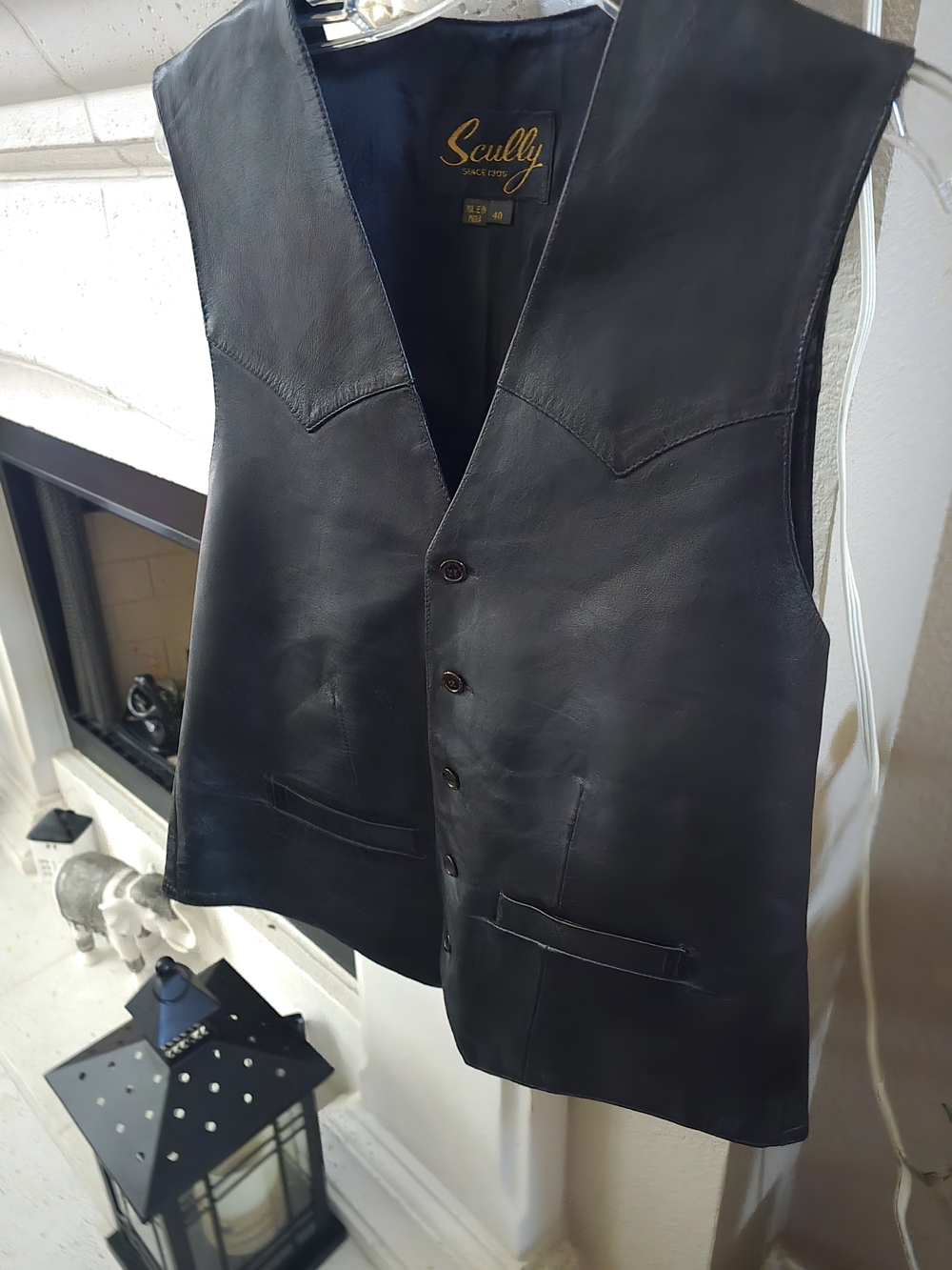 Scully Men’s Black Leather Vest Size 40